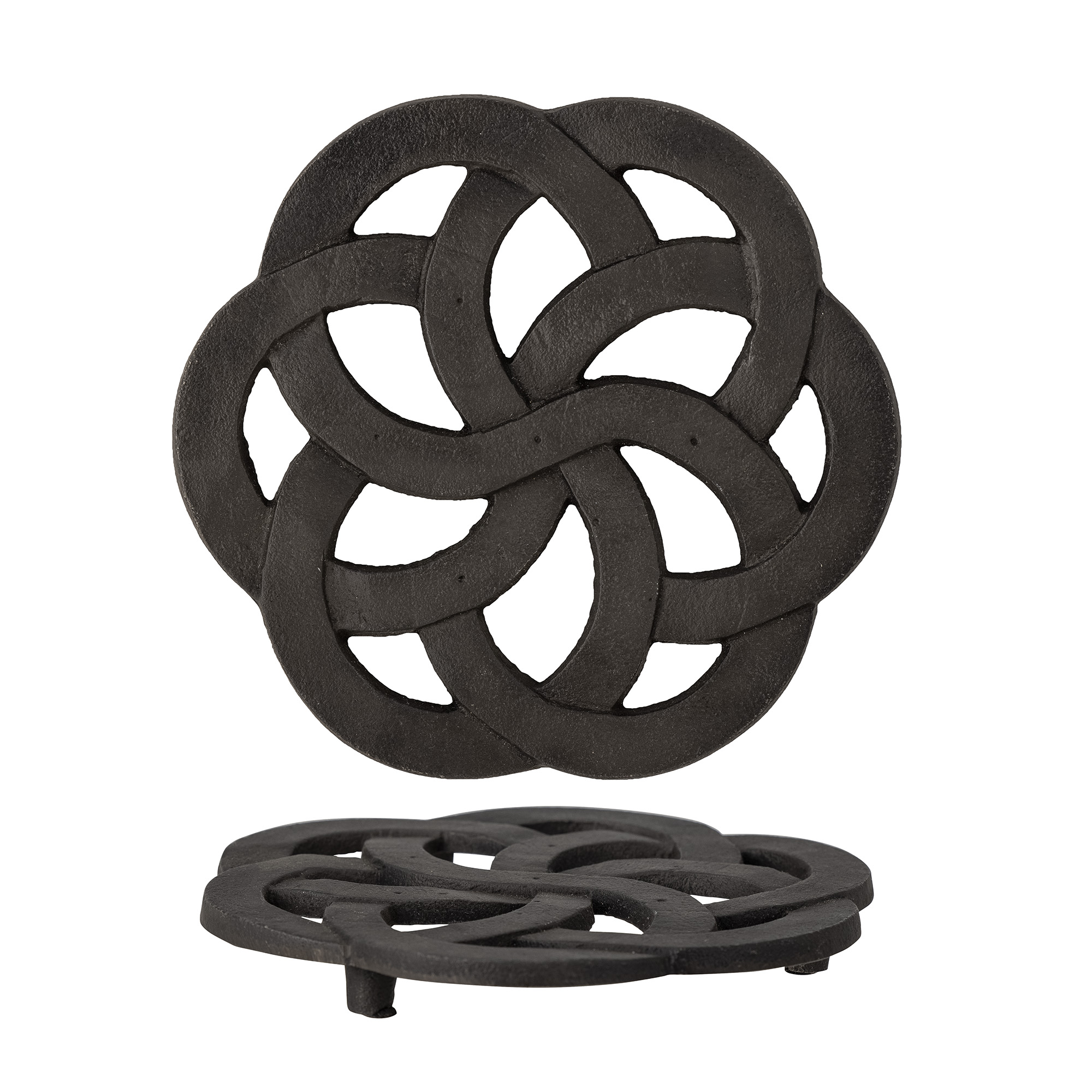 Black Enamel Cast Iron Trivet- Oval — Warmth & Cheer | Vintage Home Goods