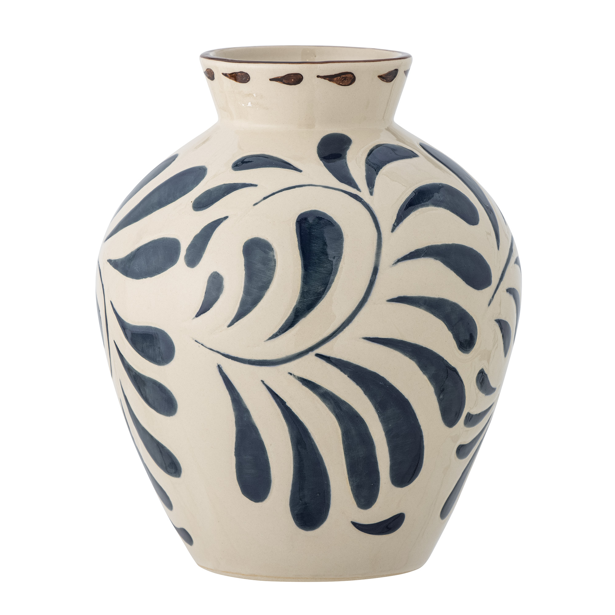 bloomingville grand vase a poser au sol gres texture bleu - Kdesign